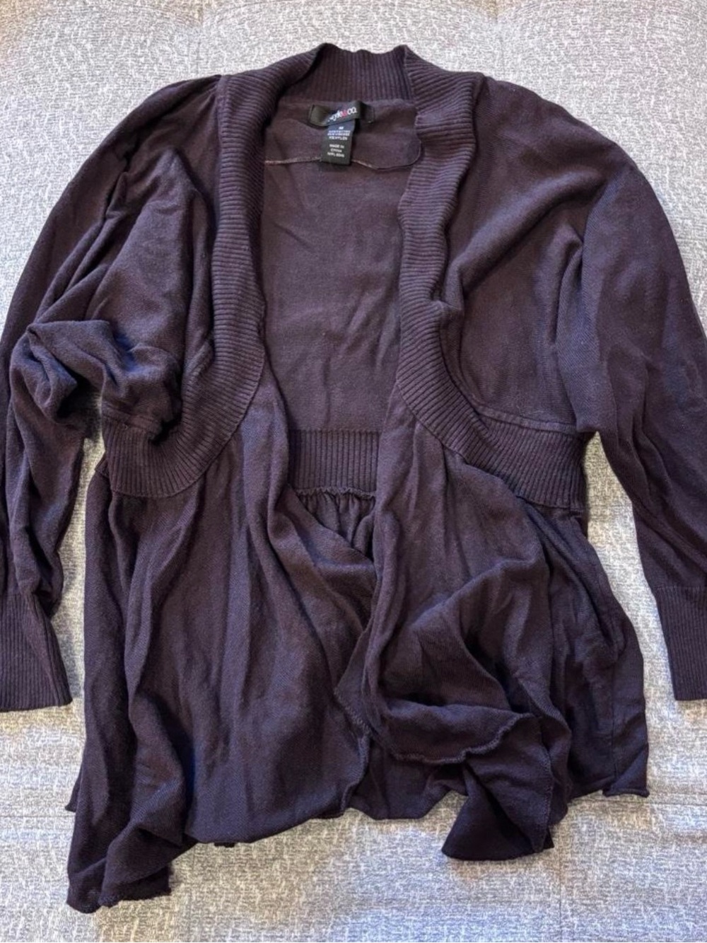 Style & Co. Dark Brown Open-Front Women's Cardigan